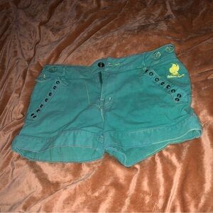 Green Detailed Mini Shorts
